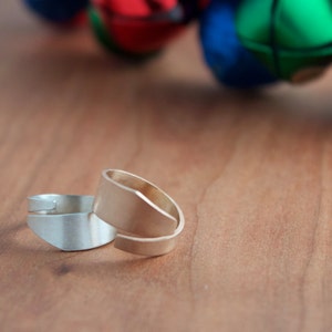 Stackable Asymmetric Ring Set, Geometric Statement Ring Set, Bronze and Silver Rings