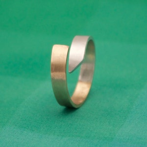Two Tone Geometric Ring, Unique Silver and Brass Ring, Silver Ring, Brass Ring, Asymmetric Silver Ring