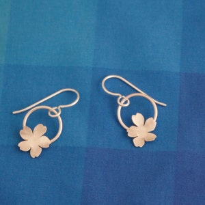 Silver Japanese Cherry Blossom Earrings