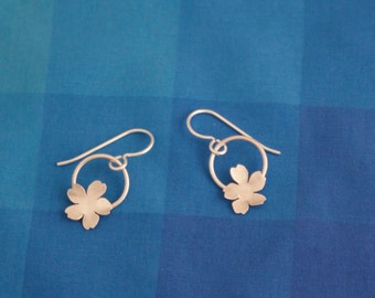 Silver Japanese Cherry Blossom Earrings