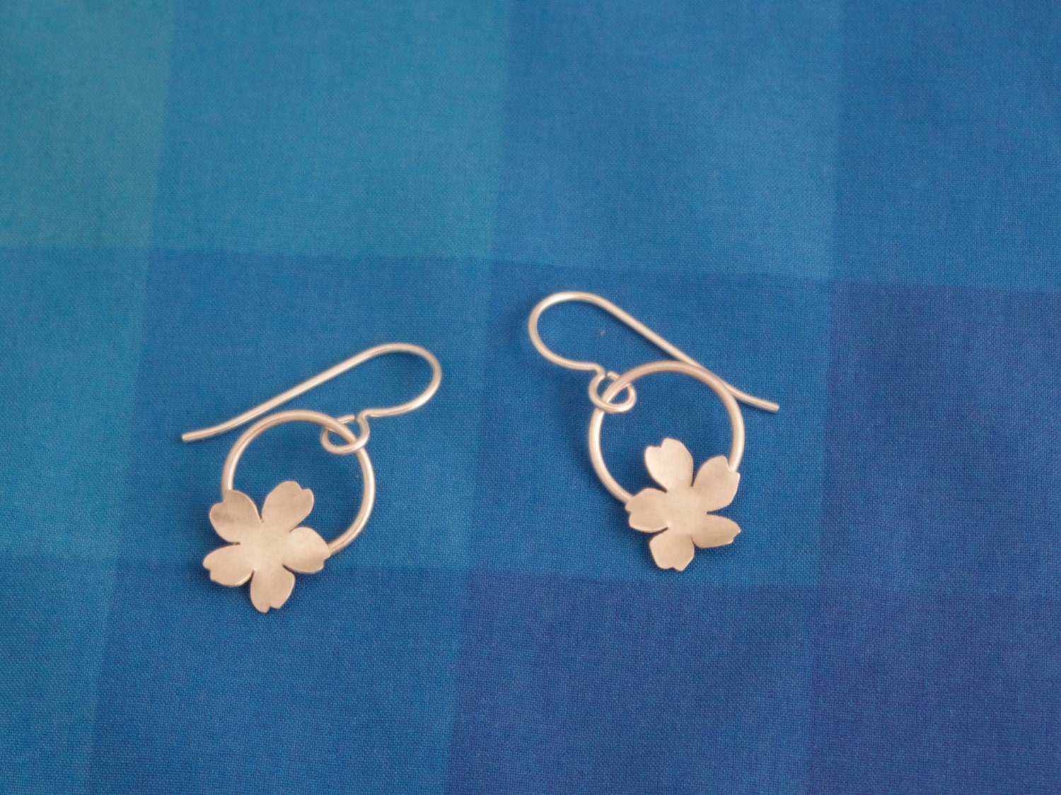 Silver Japanese Cherry Blossom Earrings Etsy