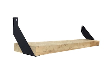 FREE SHIPPING - Set of 2, Bent Industrial Angle Shelf Brackets Flat Black Powder Coat