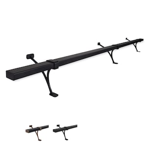 Heavy Duty Aluminum Foot Rail Kit - Floor Mount Rest for Kitchen, Restaurant, and Office - High Strength Brackets, Indoor/Outdoor, Black