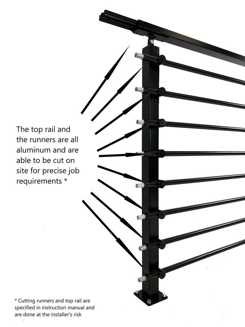Adjustable Railing Balasts Modern Horizontal Adjustable Railing Banister System, for Staircases ...