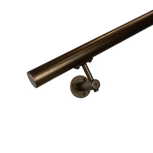 Industrial Aluminum 1.5 Inch Round Complete Indoor/Outdoor Handrail Grab Bar Kit Bronze Powdercoat