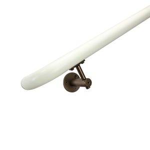Industrial Aluminum White/Bronze 1.5 Inch Round Complete Indoor/Outdoor ADA Returns to Wall Handrail Grab Bar Kit