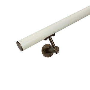 Industrial Aluminum 1.5 Inch Round Complete Indoor/Outdoor Handrail Grab Bar Kit, White & Bronze Powdercoat