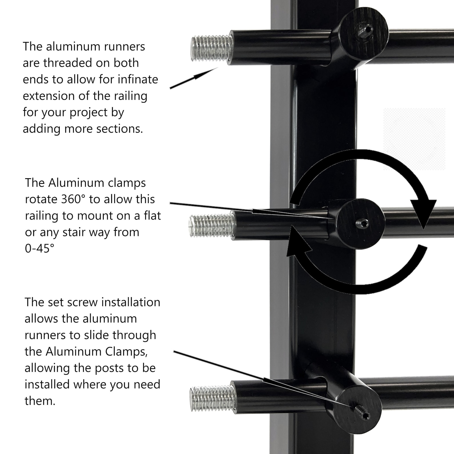 Adjustable Railing Motorized Modern Horizontal Adjustable Railing Banister System, for Staircases ...