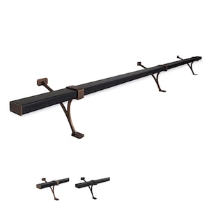 Heavy Duty Aluminum Foot Rail Kit - Floor Mount Rest for Kitchen, Restaurant, Office - High Strength Brackets, Indoor/Outdoor, Bronze/Black