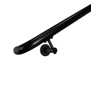 Industrial Aluminum Satin Black 1.5 Inch Round Complete Indoor/Outdoor ADA Returns to Wall Handrail Grab Bar Kit