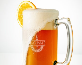 Large 25oz Personalized Beer Mug - Custom Engraved Craft Beer Mug, Custom Etched Beer Glass - Great Wedding and Groomsmen Gift