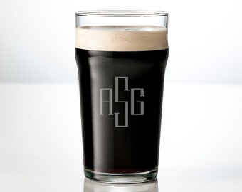 Engraved Pint Glass Set, 20z Personalized Craft Beer Glass, Wedding, Groomsmen or Father's Day Gifts. Custom Etched Beer Mugs Available!