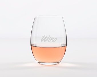 Personalized Stemless Wine Glass Sets - Custom 15oz Engraved Monogram Crystal Wine Glasses, Great Wedding, Bridesmaid or Personalized Gift