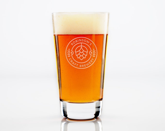Personalized 16.5oz Pint Glass Set - Custom Engraved Beer Glasses with Monogram or Text Options