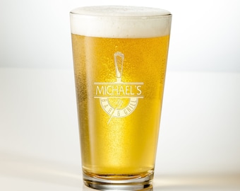 Custom 16oz Personalized Craft Beer Glass Sets- Engraved Pint Glasses -  Personalized monogram or text - wedding or groomsmen gifts