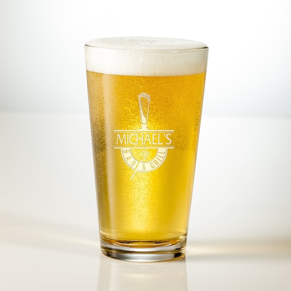 Custom 16oz Personalized Craft Beer Glass Sets- Engraved Pint Glasses -  Personalized monogram or text - wedding or groomsmen gifts