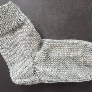 Hand Knit Wool Socks: Heather Grey Cozy Winter Slippers / UPDATED