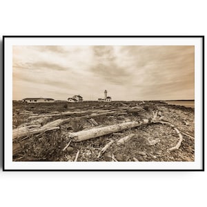 Driftwood & Lighthouse | Washington | Lighthouse Art | Lighthouse Print | Canvas | Puget Sound Photo |Coastal Art | Wall Art | Home Decor