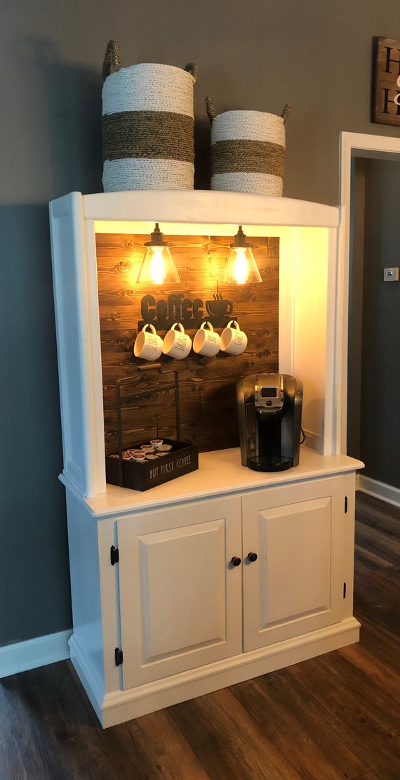 SOLD Custom Armoire Coffee Bar, Beverage Bar, Wine Bar, Rustic Coffee Bar,  Coffee Cabinet 