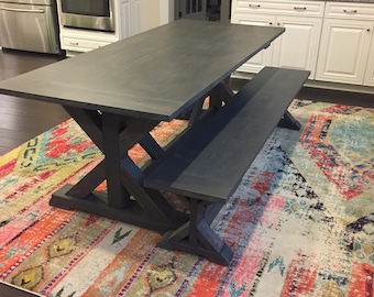 Classic Gray Trestle Style Table