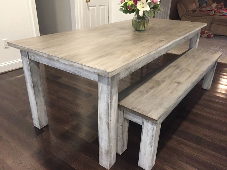 Whitewashed Farmhouse Table image 1