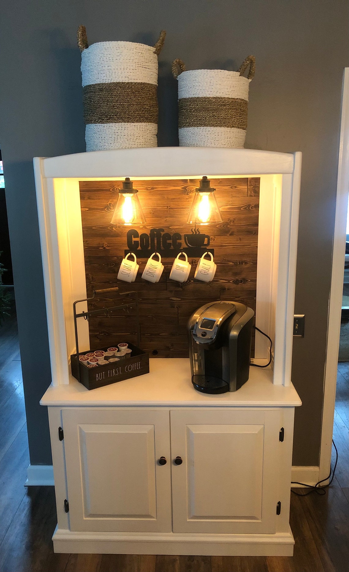 SOLD Custom Coffee Bar Beverage Bar Rustic Coffee Etsy