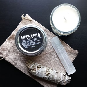 Moon Child candle Gift Set by Etta Arlene, Gift Ready, Energy Clearing and Smudging Kit, Candle gift set, Gift Ready image 2