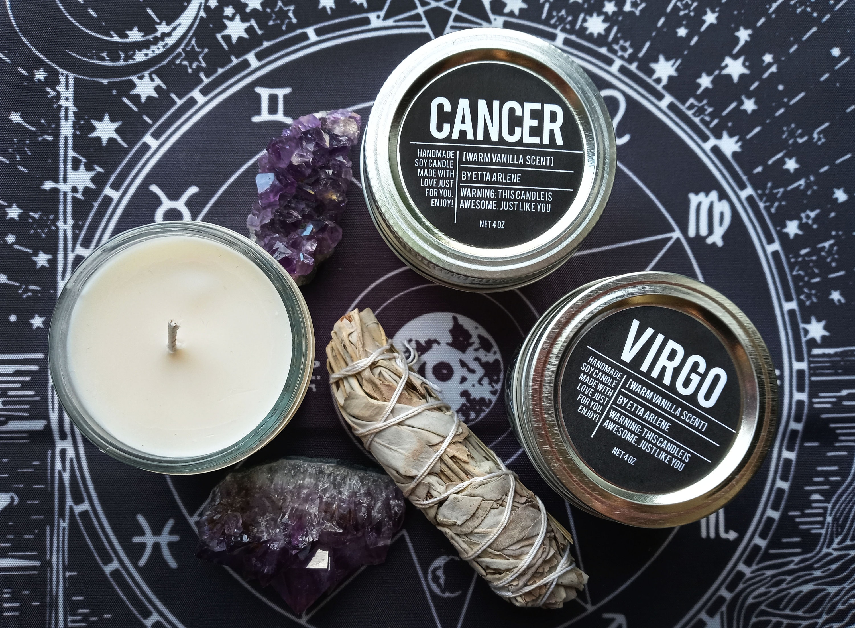 Zodiac Sign Candle Astrology Candles Astrological Sign Etsy