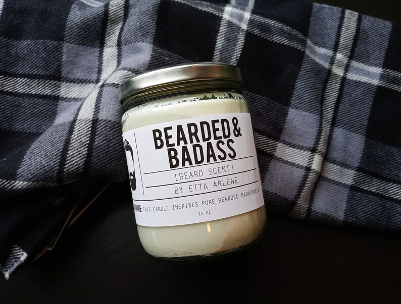 Bearded & Badass Candle Scented Soy Candle Man Candle Etsy