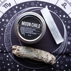 Moon Child candle Gift Set by Etta Arlene, Gift Ready, Energy Clearing and Smudging Kit, Candle gift set, Gift Ready image 1