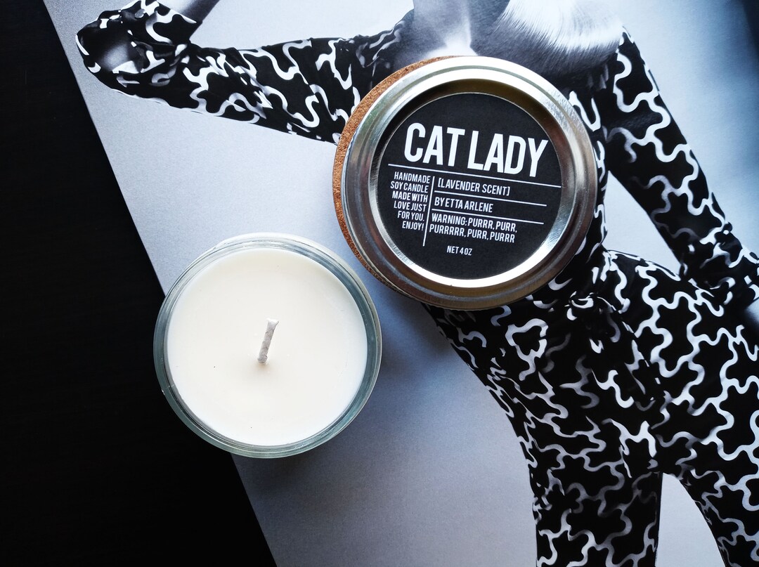 Cat Lady Soy Candle Cat Lovers Candle Lavender Scented Etsy
