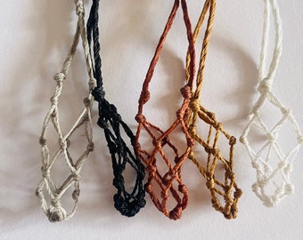 Macrame Crystal Necklace Holder ~ Waxed Cotton