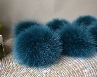 Emerald Real Fur Pom Pom Raccon Pompom for Hat Large