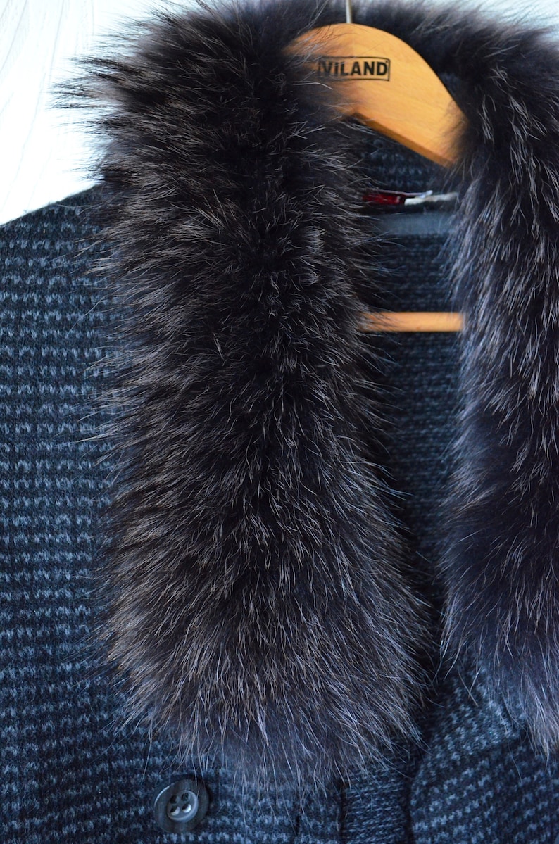 Raccoon brown black fur collar trim 70cm 27.5 lenght Dark brown genuine fur with tips Soft fur trim Long fur stripe Fur decoration