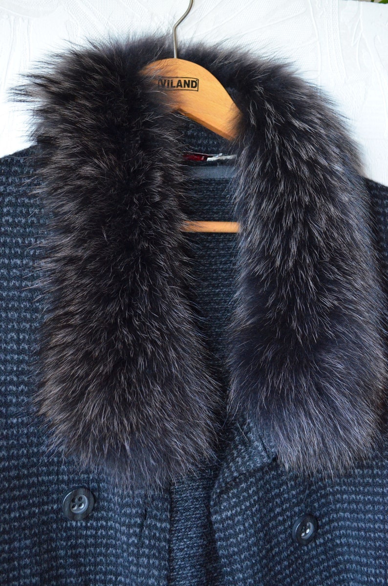 Raccoon brown black fur collar trim 70cm 27.5 lenght Dark brown genuine fur with tips Soft fur trim Long fur stripe Fur decoration