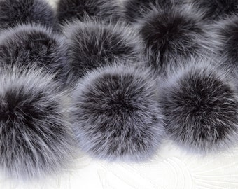 Fur pom pom Arctic fox pom pom Black and gray pompom Medium Large XLarge pom pom Real fur pom pom for knitted hat Fur accessories