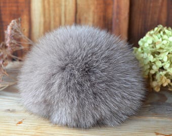 Cappuccino fur pom pom Arctic fox pom pom Beige coffee real fur pom-pom for knitted hat Large pompom Furry ball 12.5 13.5 14.5 cm 5.5 inches