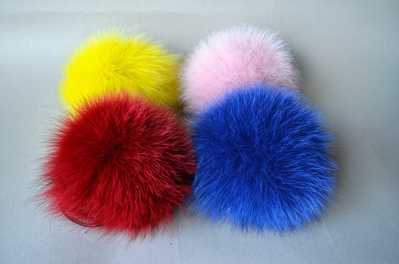 Set of 4 real Tail fur pom poms Genuine Arctic fox Large Etsy