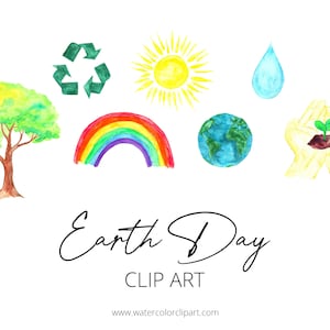 ClipArt del Día de la Tierra en acuarela, Clip Art ambiental, Clip Art arco iris, Clip Art de la Tierra, DESCARGA INSTANTE, ClipArt de acuarela, Cambio climático