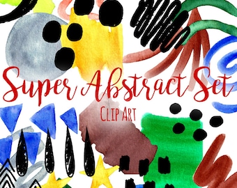 Handgeschilderde regenboog abstracte illustraties, regenboog aquarel abstracte vormen, INSTANT DOWNLOAD, handgeschilderde abstracte vormen, scrapbooking