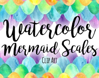 手描きの虹色の人魚の鱗のクリップアート、水彩画の人魚の鱗、即時ダウンロード、虹色の水彩画の魚の鱗、ドラゴンの鱗