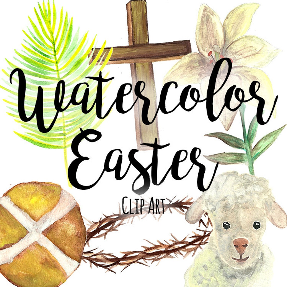 Hand Painted Watercolor Religious Christian Easter ClipArt Etsy