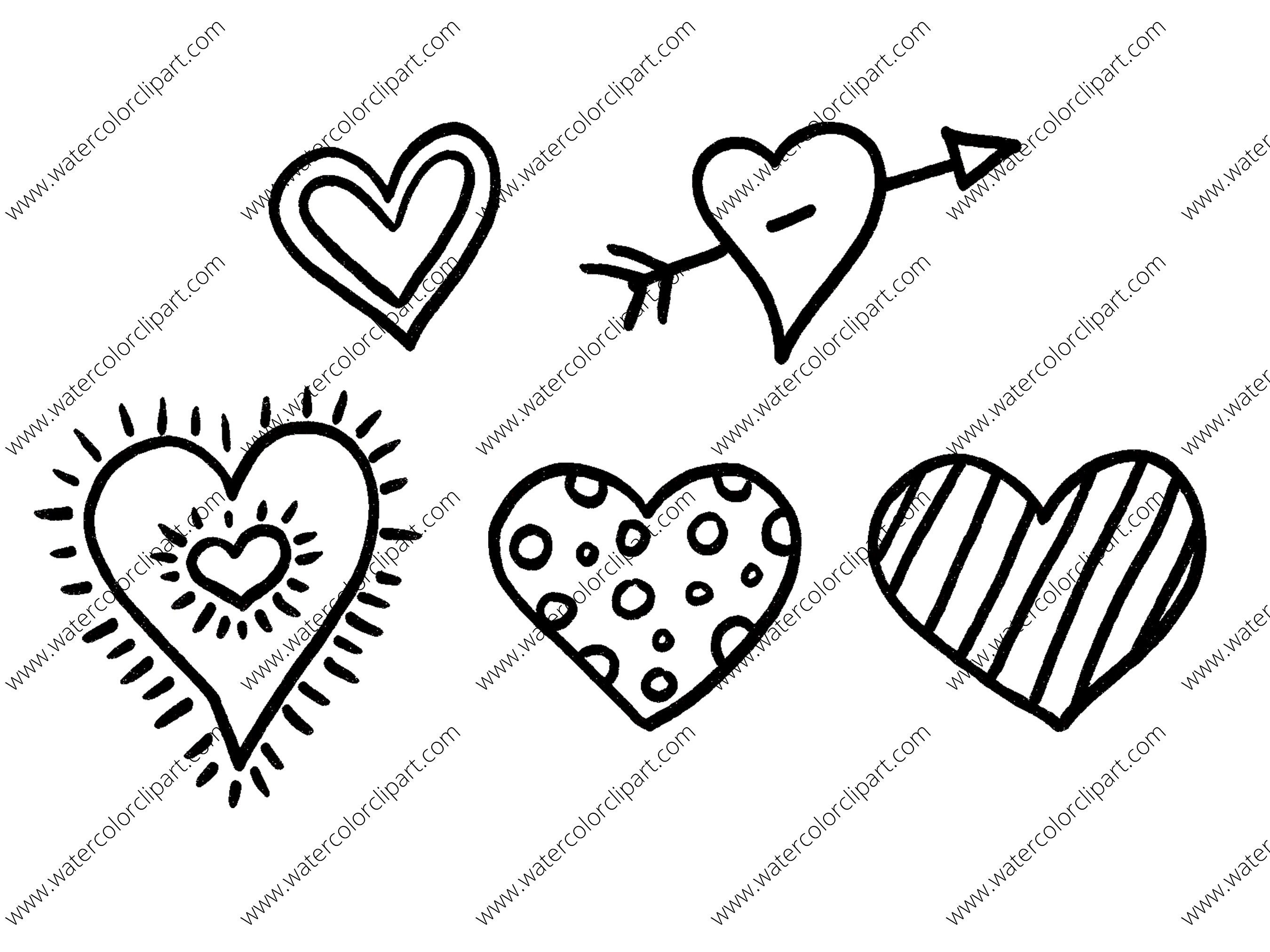 Pen and Ink Doodle Heart Clip Art, Custom Invitations Clip Art, Digital ...