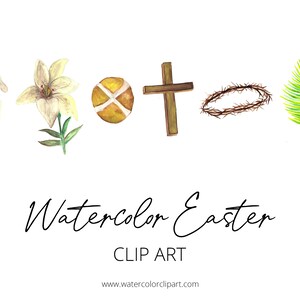 Christian Easter Clipart, Watercolor Easter Clipart, Watercolor Cross, Jesus Easter Clipart, Easter Clipart Religious, Commercial Use