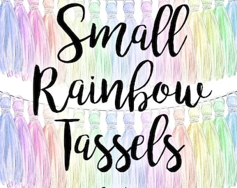 Small Pastel Rainbow Tassels ClipArt, Custom Invitations Clip Art, Digital Tassels, Tassel Decor Clip Art, Birthday Party Decor Clipart