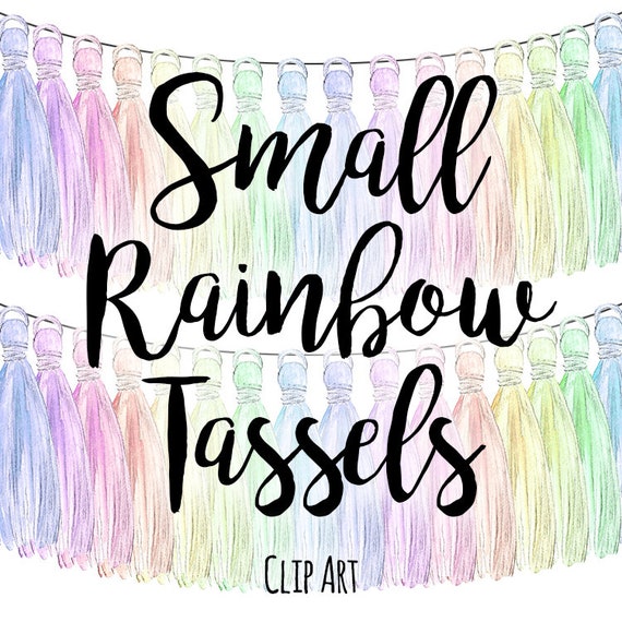 Small Pastel Rainbow Tassels ClipArt, Custom Invitations Clip Art, Digital Tassels, Tassel Decor Clip Art, Birthday Party Decor Clipart
