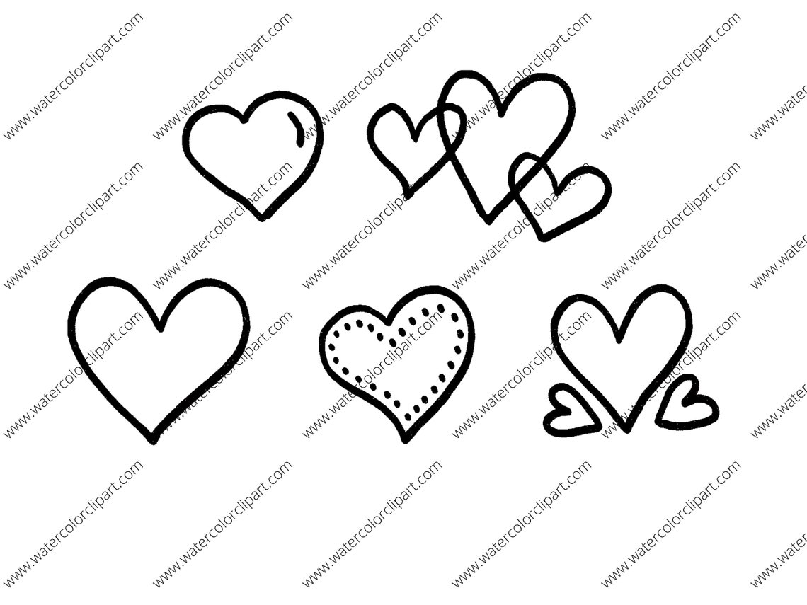 Pen and Ink Doodle Heart Clip Art, Custom Invitations Clip Art, Digital ...
