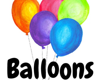 Birthday Balloon Clip Art, Balloon Clipart, DIGITAL DOWNLOAD, Handpainted Balloons, Watercolor Balloon Clipart, Individual Files Clip Art