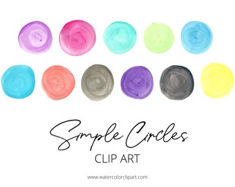 Hand Painted Solid Rainbow Watercolor Circles, Pastel Round Brush Strokes Clip Art, Commercial Use, Scrapbooking Card Making Design Elements