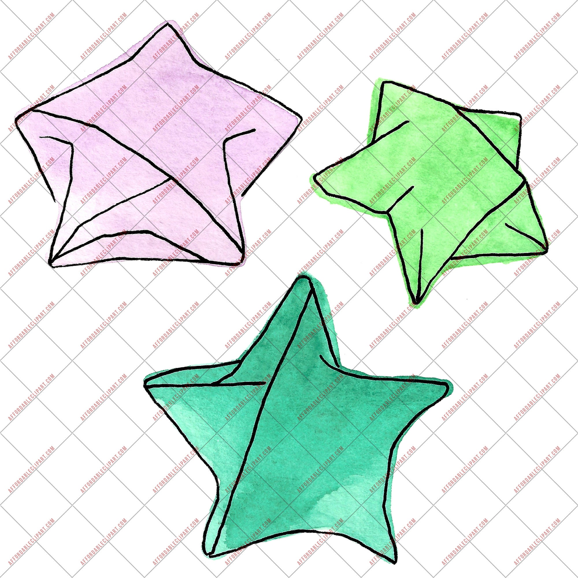 Origami Paper Stars Clip Art Origami Clip Art INSTANT Etsy